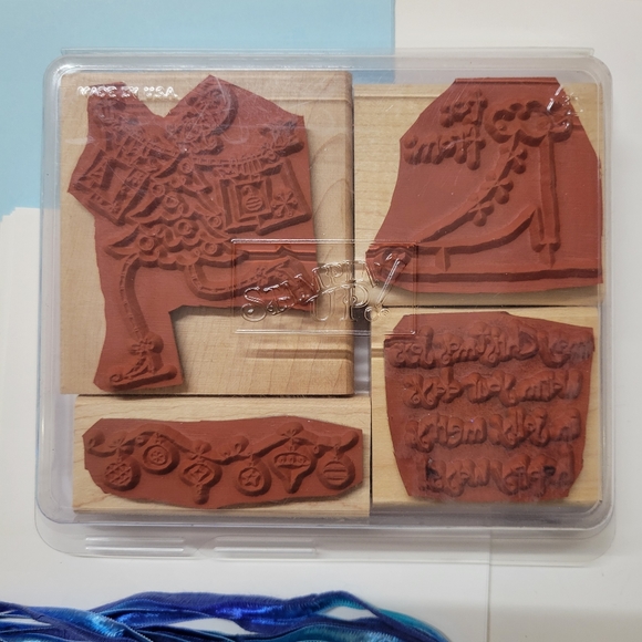 Stampin Up Spruced Up Wooden Block Rubber Stamp Set - Picture 3 of 5